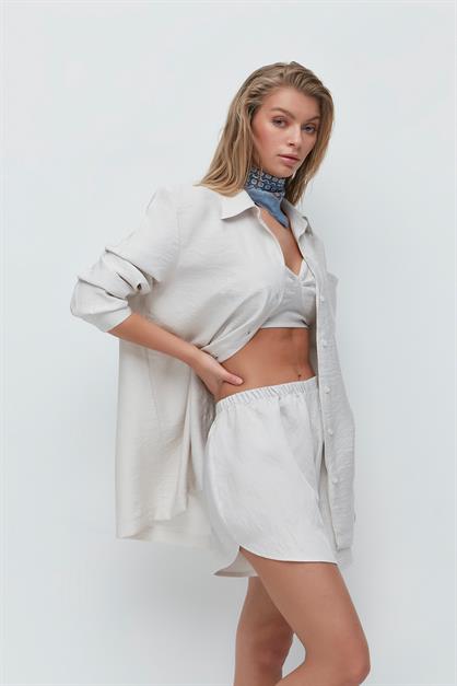 Long Sleeve Shirt Shorts 3-Piece Set 9147