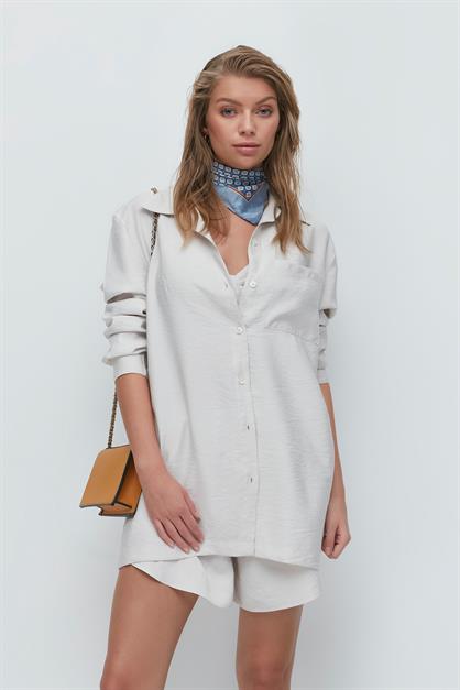 Long Sleeve Shirt Shorts 3-Piece Set 9147