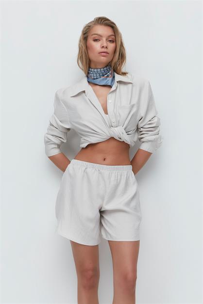 Long Sleeve Shirt Shorts 3-Piece Set 9147