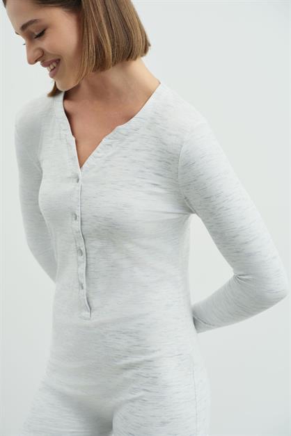 Long Sleeve Soft Buttoned Short Jumpsuit Romper