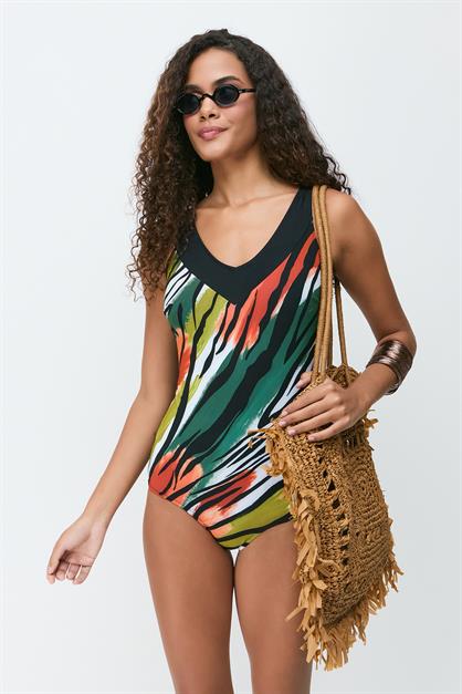 V Neck Plus Size Swimsuit 7740