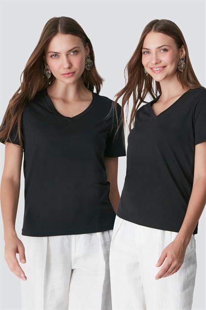 V-Neck Short Sleeve 2-Pack Basic T-Shirt 962