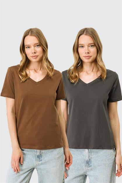 V-Neck Short Sleeve 2-Pack Basic T-Shirt 962