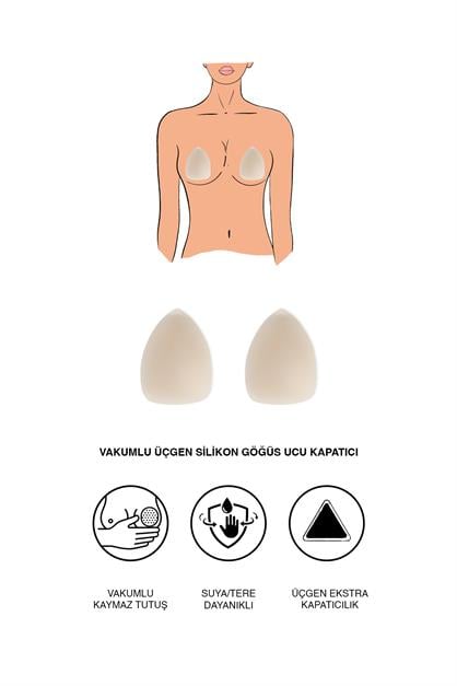 Vakumlu Üçgen Silikon Göğüs Ucu Kapatıcı 7235 Ten