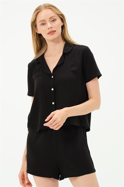 Viscose Shirt and Shorts Set 9156