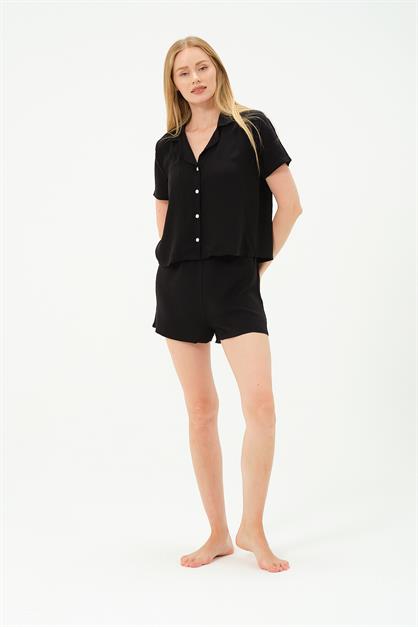 Viscose Shirt and Shorts Set 9156