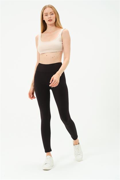 Fleece-Lined Ribbed Stretch Knit Leggings C17009 