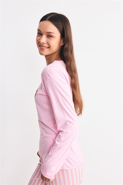 Yumuşak Dokulu Baskılı Pijama Takımı Ayıcık