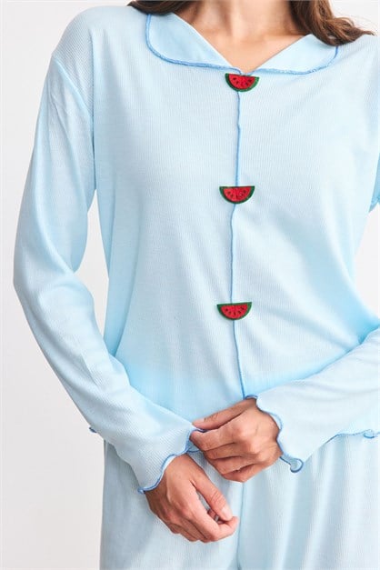 Yumuşak Dokulu Kaşkorse Pijama Takımı Karpuz