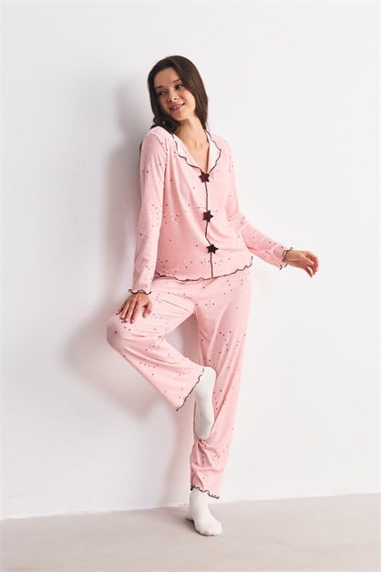 Yumuşak Dokulu Kaşkorse Pijama Takımı Yıldız