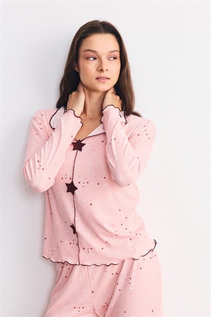 Yumuşak Dokulu Kaşkorse Pijama Takımı Yıldız