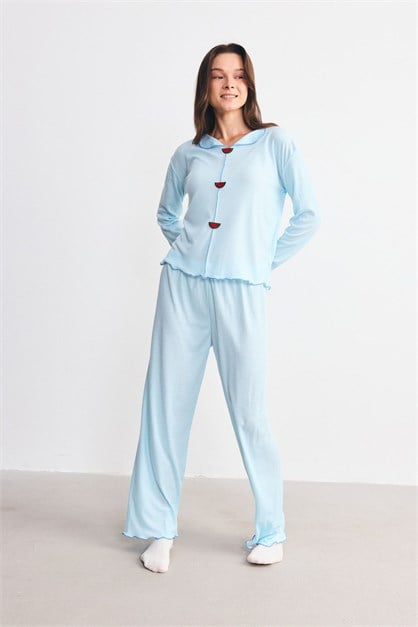 Yumuşak Dokulu Kaşkorse Pijama Takımı Karpuz