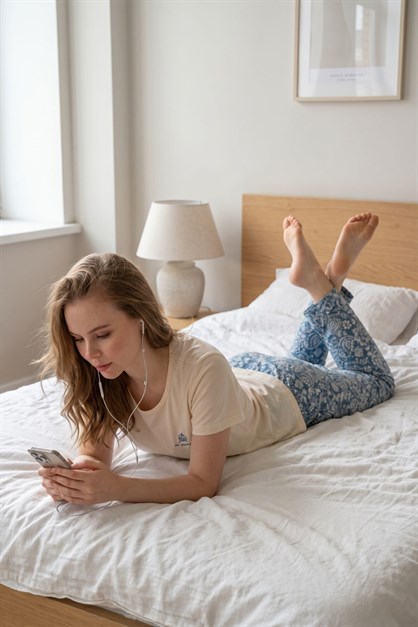 Yuvarlak Yaka Kısa Kollu Pijama Takımı Krem-512275