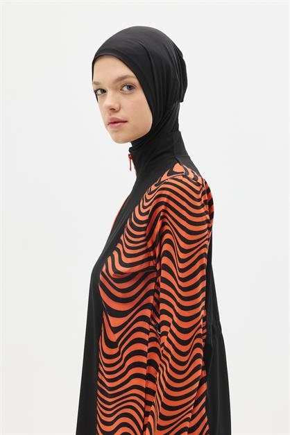 Zebra Patterned 4-Piece Modest Swimsuit 6227