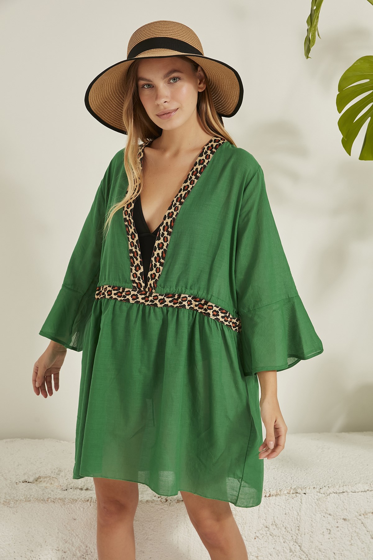 C&City Kadın Pareo Plaj Elbisesi 21920 Yeşil
