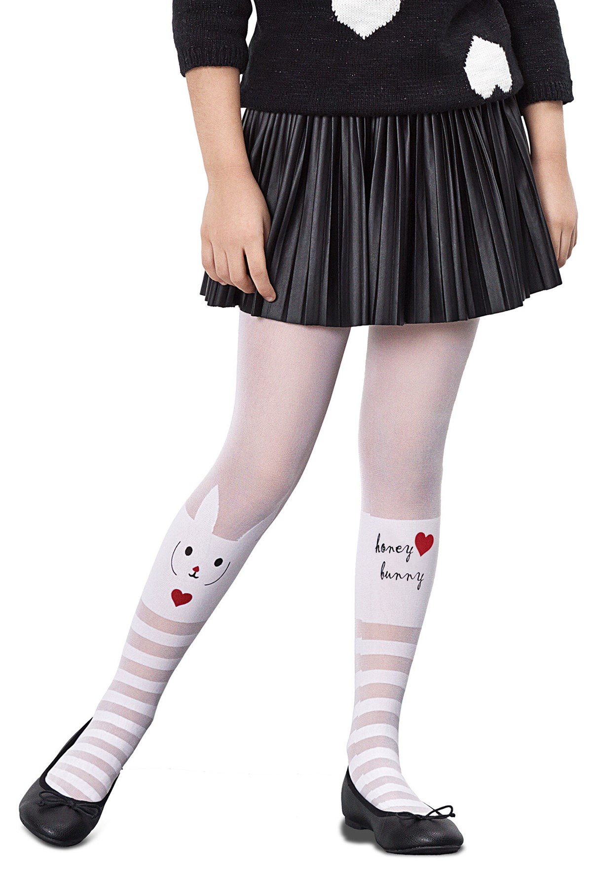 Penti Pr Çocuk Love Bunny Desenli Külotlu Çorap Beyaz