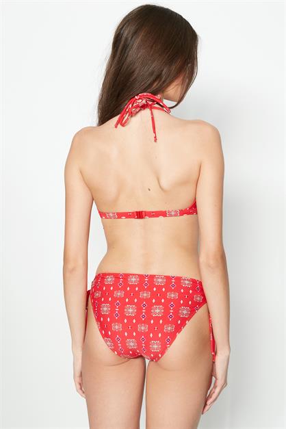 C&City Boyun Askı Detaylı Straplez Bikini Takım 3232 Kırmızı