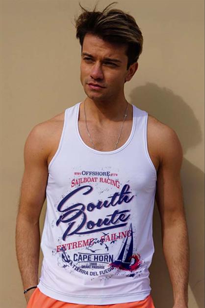 C&City Erkek Atlet Sıfır Kol Baskılı T-Shirt M-0364
