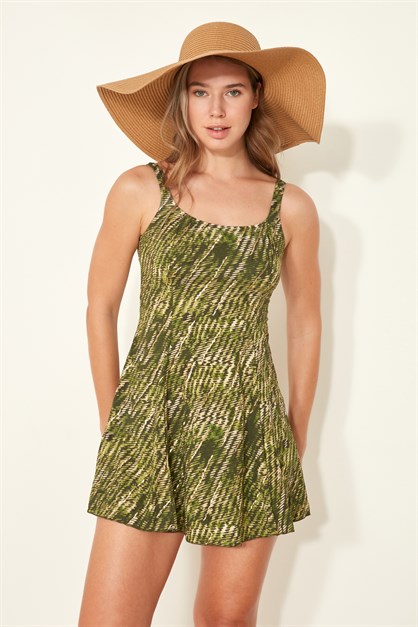 C&City Kadın Elbise Mayo 7317 Yeşil