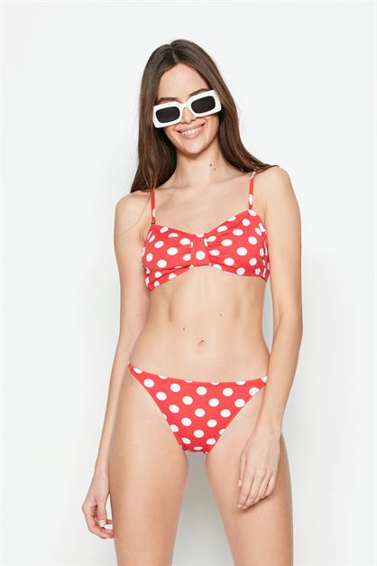 C&City Straplez Bikini Takım 3231 Kırmızı/Beyaz