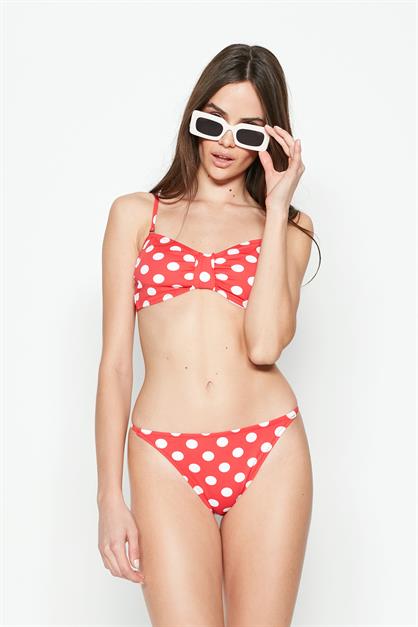 C&City Straplez Bikini Takım 3231 Kırmızı/Beyaz