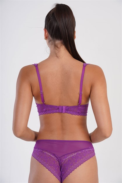 C&City Zincir Detay Desteksiz Bralet Takım C14006 Mor