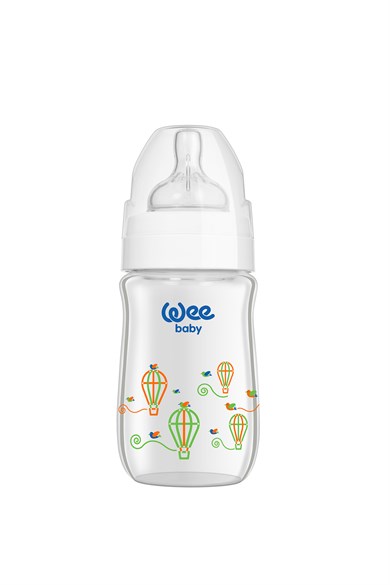 Wee Baby Klasik Plus Geniş Ağızlı Isıya Dayanıklı Cam Biberon 180 ml - BEYAZ