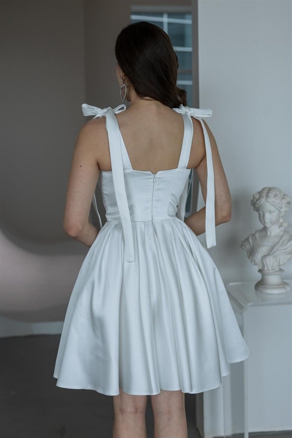 Askılı Kısa Abiye - BEYAZ