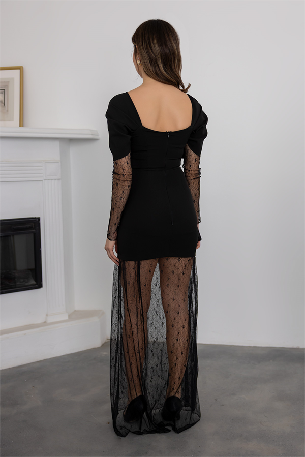 Askılı Mini Tasarım Elbise - SİYAH