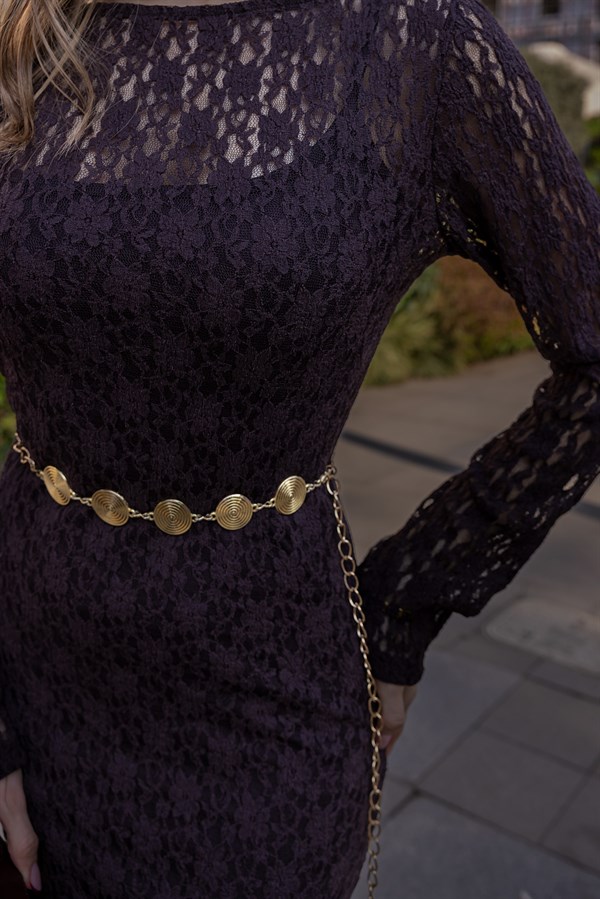 Astarlı Dantel Ebise - KAHVERENGİ