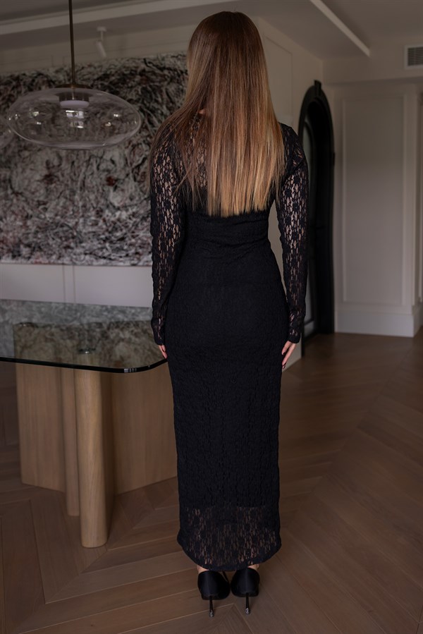 Astarlı Dantel Ebise - SİYAH