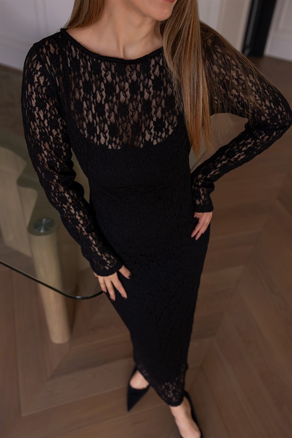 Astarlı Dantel Ebise - SİYAH