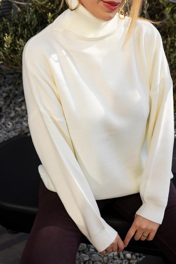 Balıkçı Triko Kazak - KREM