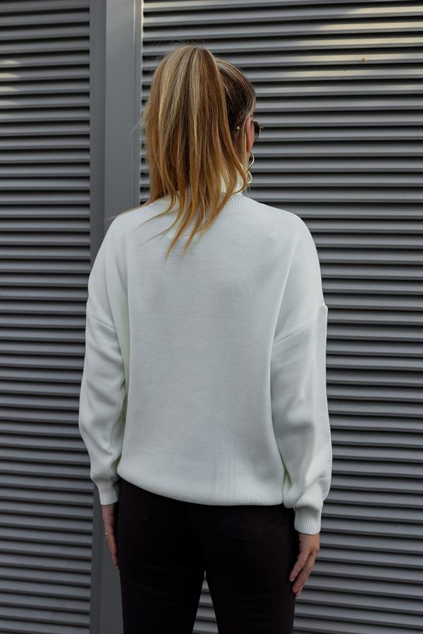 Balıkçı Triko Kazak - KREM