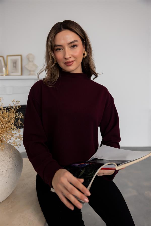 Balıkçı Yaka Triko - BORDO