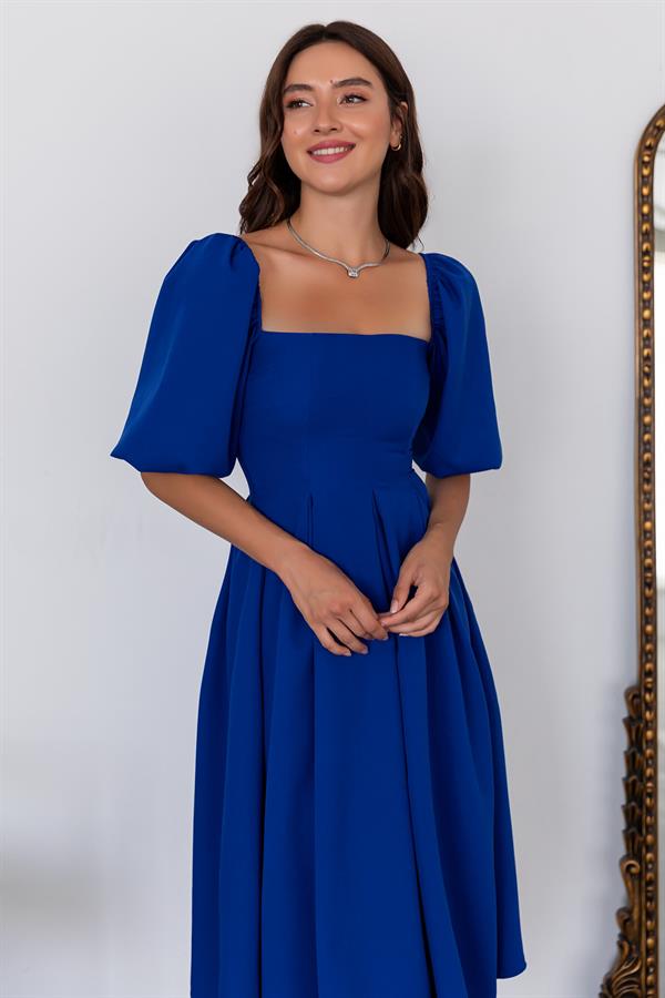 Balon Kol Midi Elbise - SAKS