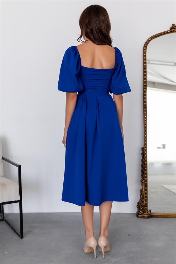 Balon Kol Midi Elbise - SAKS