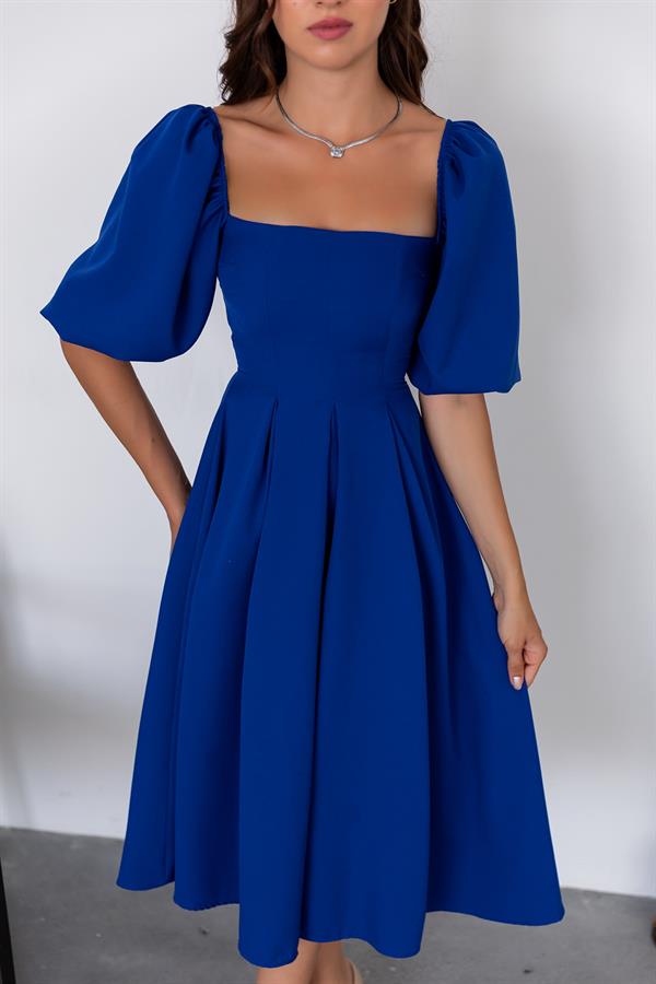 Balon Kol Midi Elbise - SAKS