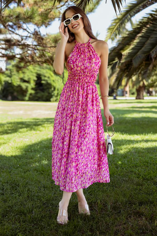 Bel Gipeli Midi Elbise - PEMBE