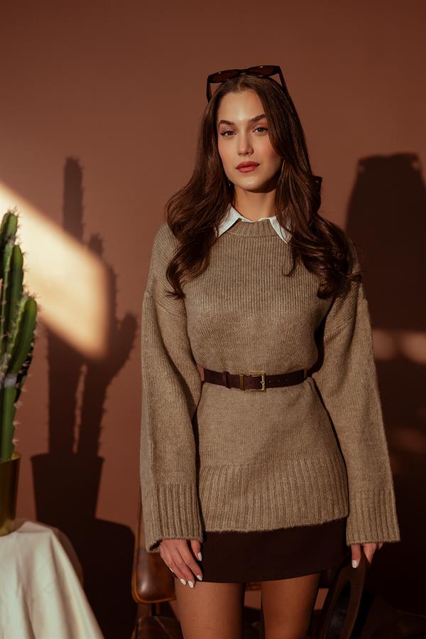 Bisiklet Yaka Yumoş Kazak - VİZON