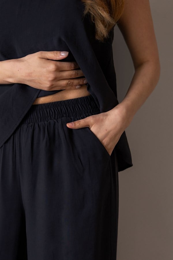 Bluzlu Tensel Takım - SİYAH