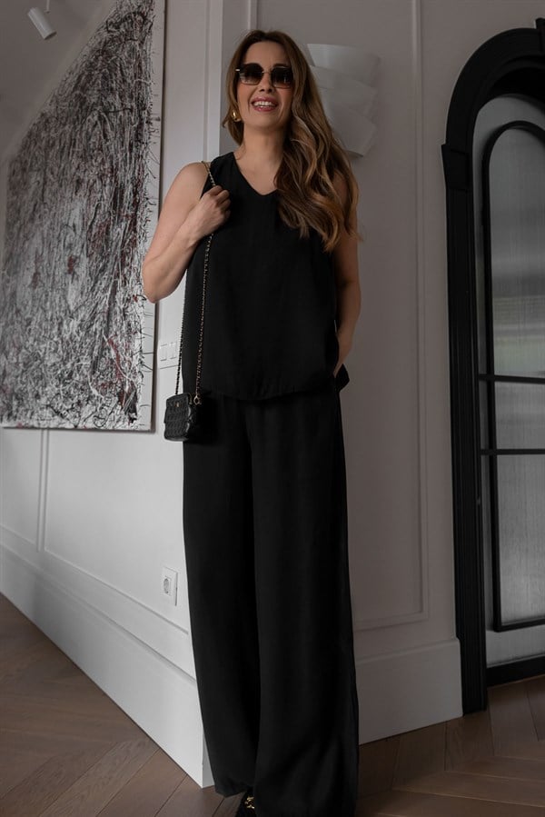 Bluzlu Tensel Takım - SİYAH