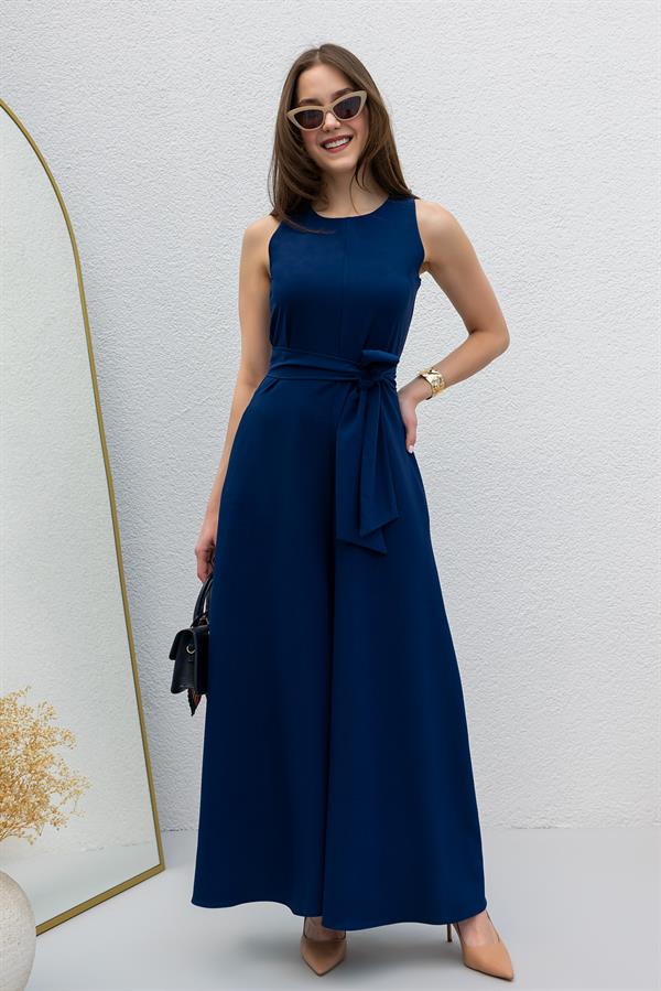 Bol Paça Kuşaklı Tulum - LACİVERT