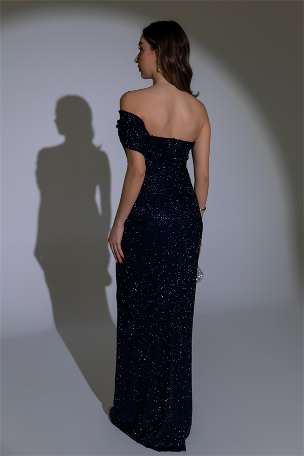 Boncuk İşlemeli Abiye - LACİVERT