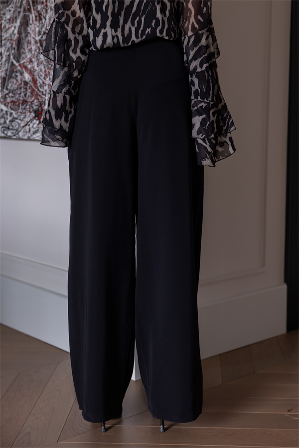 Broş Detay Palazzo Pantolon - SİYAH