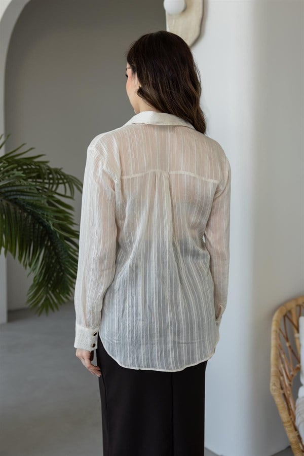 Bürümcük Oversize Gömlek - EKRU