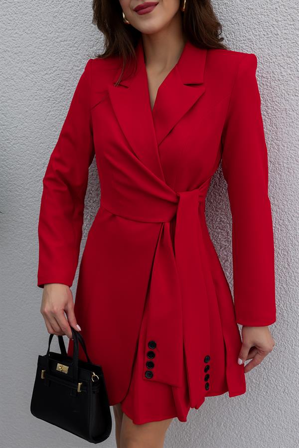 Ceket Elbise - KIRMIZI