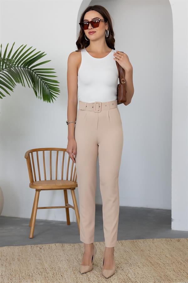 Cepli Havuç Pantolon - KREM