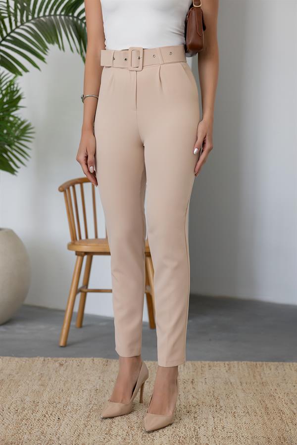 Cepli Havuç Pantolon - KREM