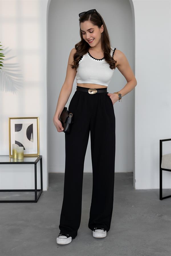 Palazzo Pants with Pockets - Black